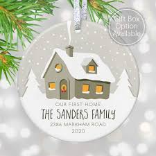So when our birdseed ornaments were done, we went outside and hung our 'bird cookies' on the trees and bushes in the backyard. Our First Or Our New Home 2020 Personalized Christmas Ornament Gift Boxed Handmade Products Home Decor Pizzeria77 Be