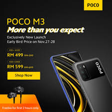 Xiaomi poco m3 merupakan handphone hp dengan kapasitas 6000mah dan layar 6.53 yang dilengkapi dengan kamera belakang 48 + 8 + 5mp dengan tingkat densitas piksel sebesar 395ppi dan tampilan resolusi sebesar 1080 x. Deal Poco M3 Can Be Yours For Only Rm499 On 27 November In Malaysia