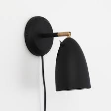 Scandinavian Style 1 Light Plug In Rotatable Wall Sconce In Black Wall Sconces