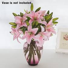 Quality silk flowers and plants. Artificial Lilies Flowers 5 Bundles 3 Heads Real Touch Fake Pu Tiger Lily Bouquets Pu Floral Flower Wedding Bouquet Living Room Office Party Diy Decoration Pink Buy Online In Grenada At Grenada Desertcart Com