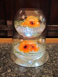 Double Gerbera Fishbowl With Lit Gel