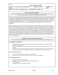 Ensures efficient delivery of products and services to clients. Http Www Silvergatebank Com Custom Fi Silvergate Fb Disclosure Vp Senior Branch Banking Officer Job Description Pdf