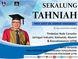 Timbalan naib canselor (penyelidikan dan inovasi) 3. Sekalung Tahniah Diatas Lantikan Sebagai Timbalan Naib Canselor Icaen Persatuan Pentadbir Uitm