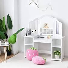 Costzon Kids Vanity Table 2 In 1 Detachable Design With Dressing Table And Writing Desk Makeup Dressing Ta In 2020 Kids Vanity Girls Vanity Table Kids Dressing Table