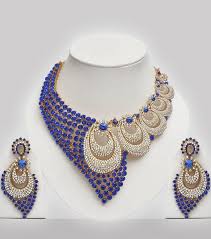Blue White Stones Studded Wedding Jewelry Set Hennaheels Bridal Jewelry Necklace Wedding Jewelry Sets Fashion Jewelry