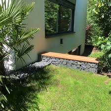 Gabionen Bank Gabionen Gartengestaltung Lichtschacht