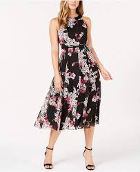 Tommy Hilfiger Floral Chiffon Midi Dress Reviews Dresses Women Macy S Womens Midi Dresses Floral Midi Dress Grey Midi Dress