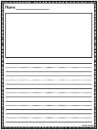 This vertically designed paper contains an illustration box with ample room for designing and primary lines below. Primary Writing Paper With Picture Boxes And Without Multiple Levels Primary Writing Paper Primary Writing Kindergarten Writing Paper