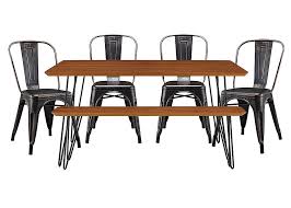 Timeless in style, this bench makes for a stylish addition with teak frame and grey fabric upholstery. Best Buy Walker Edison Rectangular Mid Century Modern Dining Table Set Of 6 Walnut Black Bb60hpmcwt 6