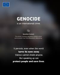 Genocide is an international crime, which entails both national and  international responsibility for the individuals and states involved.⁣ ⁣ On  9 December, the EU honours the dignity of all victims of genocide