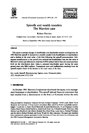 Spinoffs And Wealth Transfers The Marriott Case