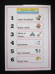 morning routine a4 wall chart schedule autism visual