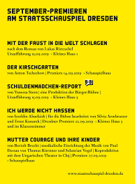 Kleines haus dresden concert setlists. Spielplan 2019 Staatsschauspiel Dresden