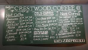 Crestwood Coffee Menu Board 2018 Iced Latte Iced Mocha Coffee Menu