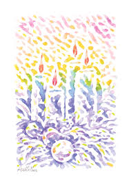 Christmas Candle Candlelight Watercolor Colourful Dazzling Impressionism Handmade Hand Painted Greet Drawing By Artto Pan