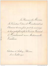 Invitation officielle du mariage de philippe junot avec caroline de monaco 1978. Wedding Faire Part Mariage Baronne De Mevius Vicomtesse Octave D Hendecourt Fernand Visschers Chateau D Arthey Rhisne 1901