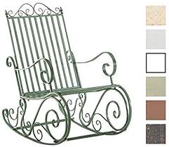 Amazon De Clp Eisen Schaukelstuhl Smilla Im Landhausstil I Schwingstuhl Mit Hoher Ruckenlehne I Erhaltlich Antik Grun Metallstuhle Gartenstuhle Schaukelstuhl
