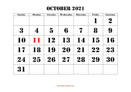 Free yearly, weekly & monthly blank calendars for 2021 are available here. Free Download Printable October 2021 Calendar Large Font Pertaining To 2021 Large Bold Print In 2021 Printable Calendar Design Printable Blank Calendar Print Calendar