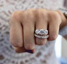I Like The Wedding Band The Engagement Ring Is A Little Much Bigweddingring Wedding Ring Bands Diamond Wedding Bands Three Stone Engagement