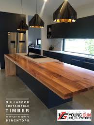 recycled timber benchtops, laminated