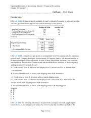 The cost of goods sold formula is given below to show you how to calculate cogs. Financialaccounting Ch10 Es Openstax Principles Of Accounting Volume 1 Financial Accounting Chapter 10 Inventory Full Name Eliel Reyes Exercise Course Hero
