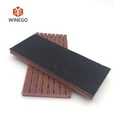 Teak Natural Veneer Finish Groove Fire Resistant Acoustic Panel