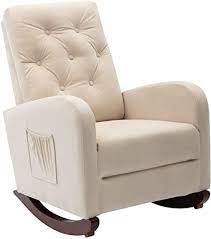 For a more modern take on a traditional rocker, you can always opt for a glider which gives you access to a more soothing motion that will not only lull your baby to sleep but. Amazon Com Dolonm Velvet Rocking Chair Mid Century Modern Nursery Rocking Armchair Upholstered Tall Back Accent Glider Rocker For Living Room Beige Velvet Kitchen Dining