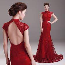 Wine Red Mermaid Floor Length Qipao Cheongsam Wedding Dress Cheongsam Wedding Lace Wedding Dress Vintage Ball Gowns Wedding