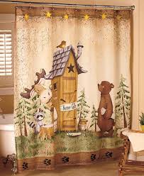 Black Bear Shower Curtain Nature Calls Shower Curtain Comical Bear Moose Outhouse Country Bathroom Decor Country Bathroom Decor Outhouse Decor Bear Bathroom Decor