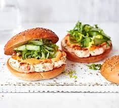 Prawn Salmon Burgers With Spicy Mayo Recipe Bbc Good Food Recipes Healthy Burger Recipes Healthy Recipes