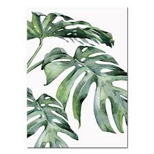 Beautiful Tropical Leaves Watercolor House Plants Posters Fine Art Canvas Prints Plant Painting Leaf Wall Art Watercolor Plants