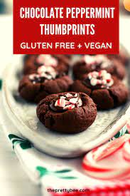 Chocolate Peppermint Thumbprint Cookies Gluten Free Vegan The Pretty Bee Recipe Gluten Free Candy Vegan Christmas Cookies Vegan Christmas Cookies Recipes