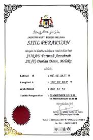 Gunakan aplikasi ini di tempat. Surau Fatimah Az Zahrah Sijil Perakuan Arah Kiblat