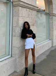 Black And White Skirt Outfit The Lola Mini Skirt White In 2020 Fashion Miniskirt Outfits Mini Skirts