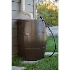 The drain hose also lacks a holder to fasten it up, so the barrel won't inadvertently drain. Fcmp Outdoor 50 Gal Brown Plastic Rain Barrel With Spigot Included Rc4000 Brn Rona
