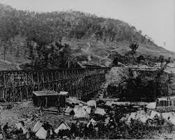 The Four Tiered 780 Foot Long Railroad Trestle Bridge Built By Federal Engineers A Guard Camp Is Also Show Civil War Photography Civil War American Civil War