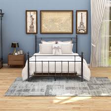 No tools are required and the bed frame. Black Silver Twine Jurmerry Metal Basics Full Bed Frame Platform Assemble Easily Mattress On Top Steel Headboard And Footboard Black Iron Round Slat Mattress Foundation Modern Style No Box Spring Beds Frames