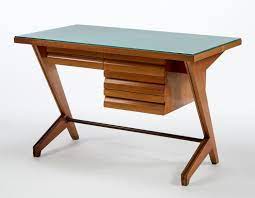 Alfredo Borghi Writing Desk Execution By Arredamenti Borghi Cantu 1964 1965 Solid Walnut Wood And Veneered Structure Writing Desk With Bevelled Crystal Top Walnut Wood Solid Walnut Green Desk