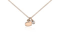 Rose gold plated stainless steel initial heart bar necklace alphabet pendant necklace for women mother, 16+2. Mini Heart And Diamond Charm Pendant In 14k Rose Gold Blue Nile