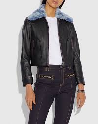 Coach X Selena Gomez Leather Jacket With Faux Fur Collar 1 095 Leather Jacket Jackets Leather