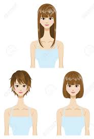 Black (as show) wigs length: Straight Hair Hairstyle Set Three Types Length Short Medium Long Royalty Free Cliparts Vectors And Stock Illustration Image 15454944