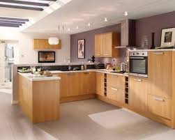White And Purple Walls Oak Flat Units Modern Handle White Work Surface White Grey Tiles Honey Oak Cabinets Light Oak Cabinets New Kitchen Cabinets