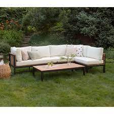 Whether it's a summer party or a casual dinner with the family, an outdoor seating. Manor Park 4 Piece Aluminum Outdoor Patio Conversation Set With Cushions Natural Walmart Com Walmart Com