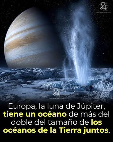 Europa, una de las lunas de Júpiter, guarda bajo su superficie helada un  océano global que podría contener más agua que todos los mares y océanos de  la Tierra juntos. Este mundo