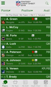 Nfl Fantasy Football Cheat Sheet 7 4 0 Screenshots Ipa4fun