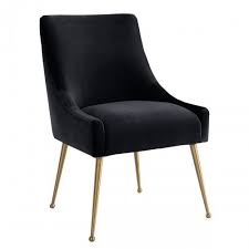 Black Velvet Accent Dining Chair Gold Back Handle Legs In 2021 Side Chairs Dining Dining Chairs Side Chairs