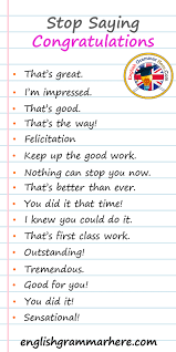Stop Saying Congratulations Different Ways To Say Congratulations Nice Going That English Vocabulary Words Learning Learn English Words Good Vocabulary Words