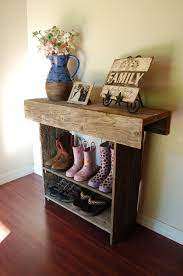 Farmhouse Salvaged Table Console Table Shoe Storage Entry Table Farm House Recycled Cedar 30 X 11 X 33 Reclaimed Wo Home Diy Country House Decor Rustic Decor