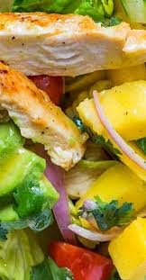 Chicken Mango Avocado Salad This Chicken Mango Avocado Salad Recipe Is Loaded With Juicy Chicken Mango Avocado Salad Main Dish Salads Salad Dressing Recipes