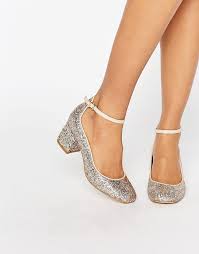 Carvela Glitter Mid Heel Ankle Strap Shoe